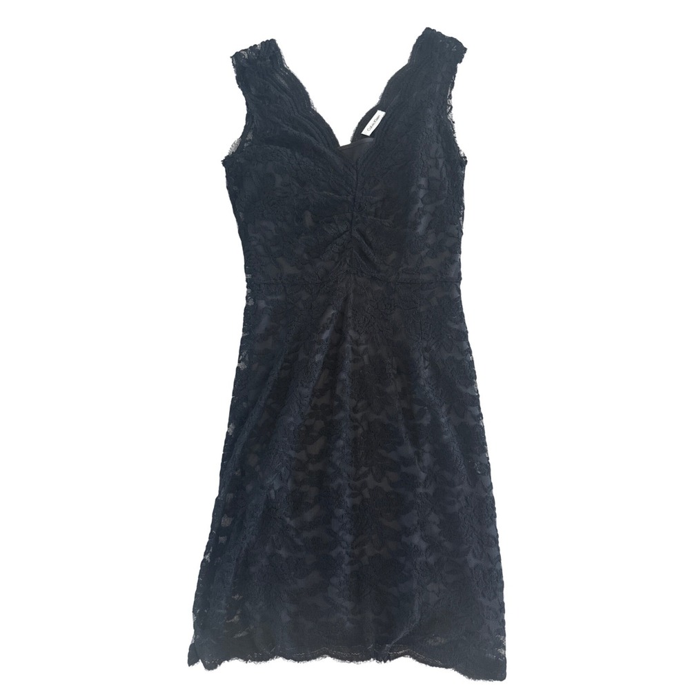Vintage Calvin Klein Black Lace‎ Dress Sleeveless V-Neck S Y2K Whimsigoth Fairy